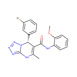 COc1ccccc1NC(=O)C1=C(C)Nc2nnnn2[C@@H]1c1cccc(Br)c1 ZINC000013123689