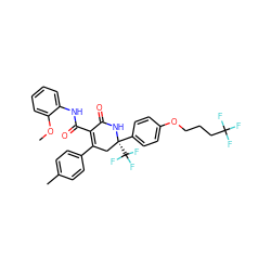 COc1ccccc1NC(=O)C1=C(c2ccc(C)cc2)C[C@@](c2ccc(OCCCC(F)(F)F)cc2)(C(F)(F)F)NC1=O ZINC001772637577