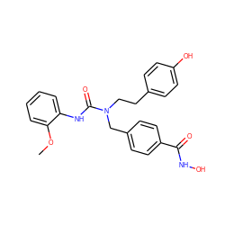COc1ccccc1NC(=O)N(CCc1ccc(O)cc1)Cc1ccc(C(=O)NO)cc1 ZINC000095574997