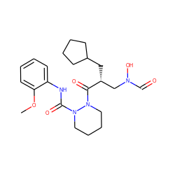 COc1ccccc1NC(=O)N1CCCCN1C(=O)[C@H](CC1CCCC1)CN(O)C=O ZINC000069058778