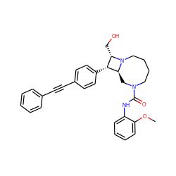 COc1ccccc1NC(=O)N1CCCCN2[C@@H](CO)[C@@H](c3ccc(C#Cc4ccccc4)cc3)[C@@H]2C1 ZINC000095602297