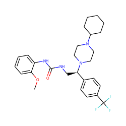 COc1ccccc1NC(=O)NC[C@H](c1ccc(C(F)(F)F)cc1)N1CCN(C2CCCCC2)CC1 ZINC000028523629