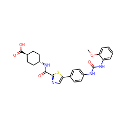 COc1ccccc1NC(=O)Nc1ccc(-c2cnc(C(=O)N[C@H]3CC[C@H](C(=O)O)CC3)s2)cc1 ZINC000261116235