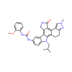 COc1ccccc1NC(=O)Nc1ccc2c(c1)c1c3c(c4c(c1n2CC(C)C)CCc1nn(C)cc1-4)C(=O)NC3 ZINC000036338922