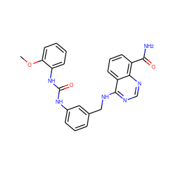 COc1ccccc1NC(=O)Nc1cccc(CNc2ncnc3c(C(N)=O)cccc23)c1 ZINC000114348375