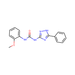 COc1ccccc1NC(=O)Nc1n[nH]c(-c2ccccc2)n1 ZINC000008488270