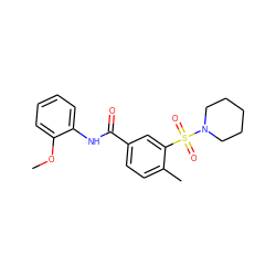 COc1ccccc1NC(=O)c1ccc(C)c(S(=O)(=O)N2CCCCC2)c1 ZINC000003481885
