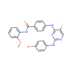 COc1ccccc1NC(=O)c1ccc(Nc2nc(Nc3ccc(O)cc3)ncc2F)cc1 ZINC000045506590
