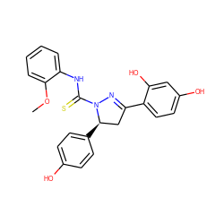 COc1ccccc1NC(=S)N1N=C(c2ccc(O)cc2O)C[C@H]1c1ccc(O)cc1 ZINC000029044408