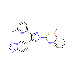 COc1ccccc1NC(=S)n1cc(-c2ccc3ncnn3c2)c(-c2cccc(C)n2)n1 ZINC000072127006