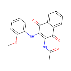 COc1ccccc1NC1=C(NC(C)=O)C(=O)c2ccccc2C1=O ZINC000100432722