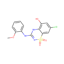 COc1ccccc1NC1=NS(=O)(=O)c2cc(Cl)cc(O)c2N1 ZINC000028822732