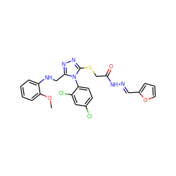 COc1ccccc1NCc1nnc(SCC(=O)N/N=C/c2ccco2)n1-c1ccc(Cl)cc1Cl ZINC000000695700