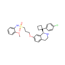 COc1ccccc1NS(=O)(=O)CCCOc1ccc2c(c1)[C@@H](C1(c3ccc(Cl)cc3)CCC1)NCC2 ZINC000114984811