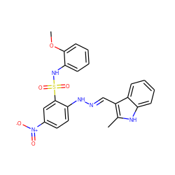 COc1ccccc1NS(=O)(=O)c1cc([N+](=O)[O-])ccc1N/N=C/c1c(C)[nH]c2ccccc12 ZINC000008671597