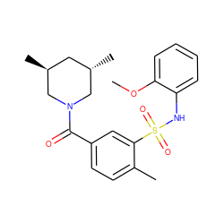 COc1ccccc1NS(=O)(=O)c1cc(C(=O)N2C[C@@H](C)C[C@H](C)C2)ccc1C ZINC000004863402