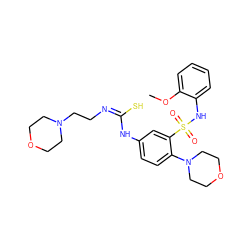 COc1ccccc1NS(=O)(=O)c1cc(N/C(S)=N\CCN2CCOCC2)ccc1N1CCOCC1 ZINC000038146210