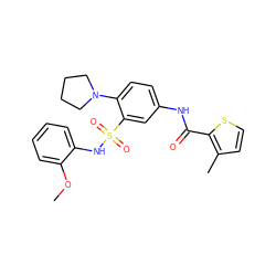 COc1ccccc1NS(=O)(=O)c1cc(NC(=O)c2sccc2C)ccc1N1CCCC1 ZINC000008720250