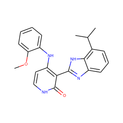 COc1ccccc1Nc1cc[nH]c(=O)c1-c1nc2cccc(C(C)C)c2[nH]1 ZINC000653724773