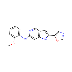 COc1ccccc1Nc1cc2[nH]c(-c3cnco3)cc2cn1 ZINC000095921340