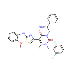 COc1ccccc1Nc1nc(-c2c(C)n(Cc3c(F)cccc3F)c(=O)n(C[C@H](N)c3ccccc3)c2=O)cs1 ZINC000028390584