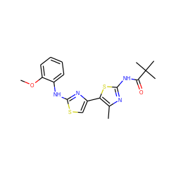 COc1ccccc1Nc1nc(-c2sc(NC(=O)C(C)(C)C)nc2C)cs1 ZINC000008579133