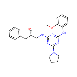 COc1ccccc1Nc1nc(NC[C@@H](O)Cc2ccccc2)nc(N2CCCC2)n1 ZINC000014968036