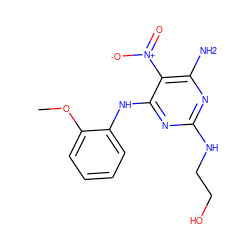 COc1ccccc1Nc1nc(NCCO)nc(N)c1[N+](=O)[O-] ZINC000005111631