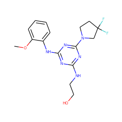 COc1ccccc1Nc1nc(NCCO)nc(N2CCC(F)(F)C2)n1 ZINC000014968050