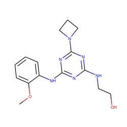 COc1ccccc1Nc1nc(NCCO)nc(N2CCC2)n1 ZINC000014968054