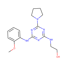 COc1ccccc1Nc1nc(NCCO)nc(N2CCCC2)n1 ZINC000012509042