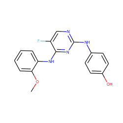 COc1ccccc1Nc1nc(Nc2ccc(O)cc2)ncc1F ZINC000040421369