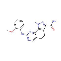 COc1ccccc1Nc1ncc2c(n1)-c1c(c(C(N)=O)nn1C)CC2 ZINC000049070510