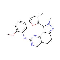 COc1ccccc1Nc1ncc2c(n1)-c1c(nn(C)c1-c1occc1C)CC2 ZINC000169702210