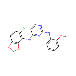 COc1ccccc1Nc1nccc(Nc2c(Cl)ccc3c2OCO3)n1 ZINC000029043675