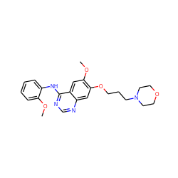 COc1ccccc1Nc1ncnc2cc(OCCCN3CCOCC3)c(OC)cc12 ZINC000013559409