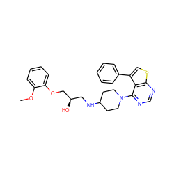 COc1ccccc1OC[C@H](O)CNC1CCN(c2ncnc3scc(-c4ccccc4)c23)CC1 ZINC000064541195