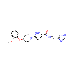 COc1ccccc1OC1CCN(c2ccc(C(=O)NCCc3c[nH]cn3)nn2)CC1 ZINC000028655385