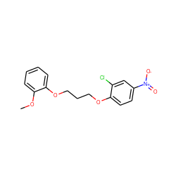 COc1ccccc1OCCCOc1ccc([N+](=O)[O-])cc1Cl ZINC000002984097