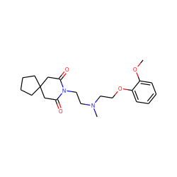 COc1ccccc1OCCN(C)CCN1C(=O)CC2(CCCC2)CC1=O ZINC000013560156