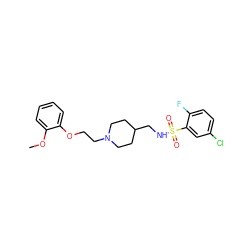 COc1ccccc1OCCN1CCC(CNS(=O)(=O)c2cc(Cl)ccc2F)CC1 ZINC001772635248