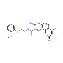 COc1ccccc1OCCNC(=O)c1cc2c(ccc3c(C)cc(=O)oc32)oc1=N ZINC000653782731