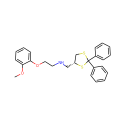 COc1ccccc1OCCNC[C@@H]1CSC(c2ccccc2)(c2ccccc2)S1 ZINC000049053554