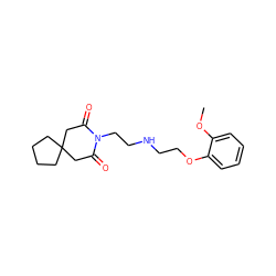 COc1ccccc1OCCNCCN1C(=O)CC2(CCCC2)CC1=O ZINC000013560155