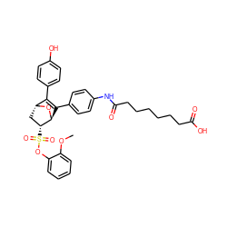 COc1ccccc1OS(=O)(=O)[C@@H]1C[C@H]2O[C@H]1C(c1ccc(NC(=O)CCCCCCC(=O)O)cc1)=C2c1ccc(O)cc1 ZINC000473091556