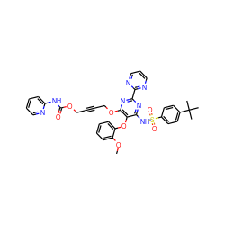 COc1ccccc1Oc1c(NS(=O)(=O)c2ccc(C(C)(C)C)cc2)nc(-c2ncccn2)nc1OCC#CCOC(=O)Nc1ccccn1 ZINC000028088679