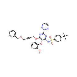 COc1ccccc1Oc1c(NS(=O)(=O)c2ccc(C(C)(C)C)cc2)nc(-c2ncccn2)nc1OCC#CCOCc1ccccc1 ZINC000028019697