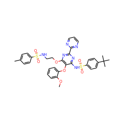 COc1ccccc1Oc1c(NS(=O)(=O)c2ccc(C(C)(C)C)cc2)nc(-c2ncccn2)nc1OCCNS(=O)(=O)c1ccc(C)cc1 ZINC000028019818
