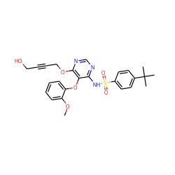 COc1ccccc1Oc1c(NS(=O)(=O)c2ccc(C(C)(C)C)cc2)ncnc1OCC#CCO ZINC000013488263