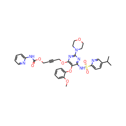 COc1ccccc1Oc1c(NS(=O)(=O)c2ccc(C(C)C)cn2)nc(N2CCOCC2)nc1OCC#CCOC(=O)Nc1ccccn1 ZINC000028023121